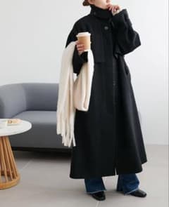 discoat 2wayケープ風スタンドコート ブラック ロングコートのサムネイル