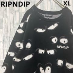 RIPNDIP リップンディップ 長袖 ニット セーター 総柄 目 XLブラック 