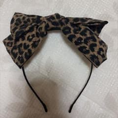 未使用レオパード柄 リボン カチューシャ