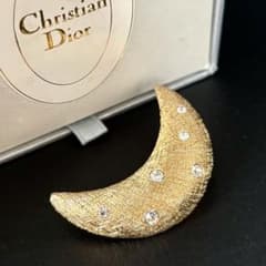 【極美品】【クリスチャンディオール】三日月 ムーン ブローチ ラインストーン 極美品】【クリスチャンディオール】三日月 ムーン ブローチ ライン