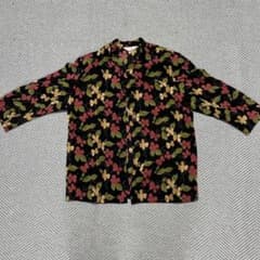 【里麻】花柄 七分袖 ブラウス ボタニカル柄デザイン　ヴィンテージ✨のサムネイル