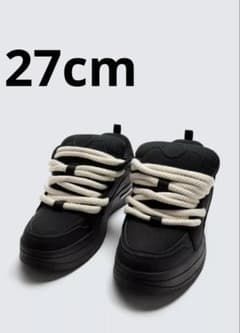ZARA スニーカー ブラック 厚手ロープシューレース - メルカリ