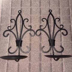アンティーク折りたたみ式金属製キャンドルホルダー 壁掛け 2個セット