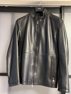 HUGO BOSS ラムナッパレザー シングルライダースジャケット 黒 - メルカリ