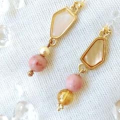 イヤリング /天然石/ハンドメイド/シェル/樹脂ノンホールピアス/ピンクのサムネイル