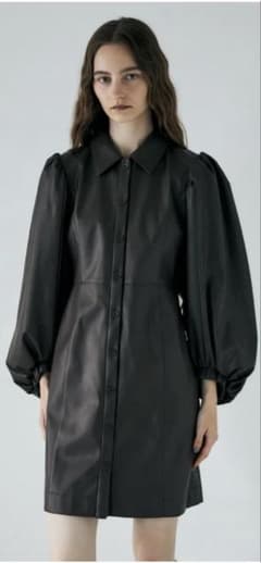 MOUSSY フェイクレザー ミニワンピース ブラックのサムネイル