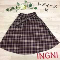イング　ロングスカート　大人可愛い　秋冬　チェック　ベルト　INGNIのサムネイル