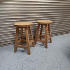 木製 丸イス スツール ハンドメイド 座面高44cm 2脚 - メルカリ