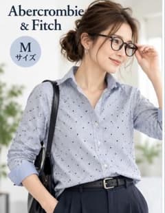 Abercrombie & Fitch M ストライプ シャツドット柄 アバクロ
