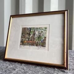 G28激安早い者勝ち✨ 230/275 サイン入り風景画 額装 パリの街角 G28激安早い者勝ち✨ 230/275 サイン入り風景画 額装 パリの街角