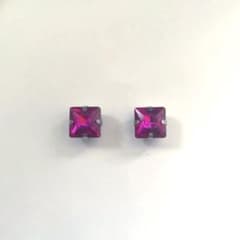 ピンク スクエアクリスタル　マグネットピアス