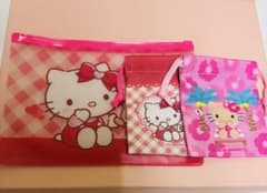 【サンリオ/ハローキティ】ファスナーケース＆巾着2種セットのサムネイル