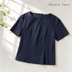 theory luxe リネン混 半袖ブラウス 紺 38 - メルカリ