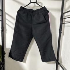 エンブレムロゴ クロップドパンツ ブラック/ピンクのサムネイル