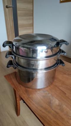 送料込み Amway 両手鍋 蒸し器込み3点セットのサムネイル