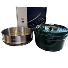 STAUB ストウブ 26cm バジルグリーン スチーマーセット 鍋