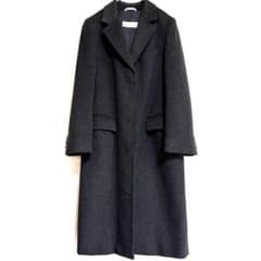白タグ MaxMara カシミヤ＊バージンウール コート 40 ダークグレー