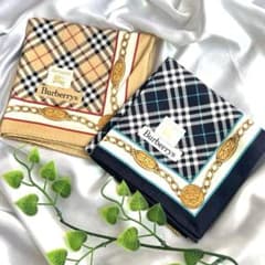 新品】Burberrys バーバリー チェック×チェーン柄ハンカチ2枚セット