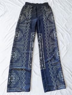 ZARA ネイビー プリント柄 ワイドパンツ XS 高身長のサムネイル