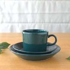 廃番○アラビア○teema/ティーマ○グリーン○コーヒーカップ&プレート