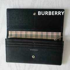 BURBERRY 長財布 二つ折り ノバチェック レザー ブラック - メルカリ