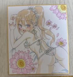 手描きイラスト色紙 オリジナル 女の子 一点物 水着 - メルカリ