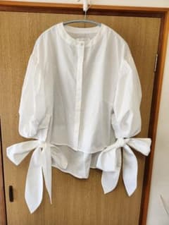 O.S.K 五分袖 ブラウス パフスリーブ リボン 　カフススリーブ　ホワイトのサムネイル