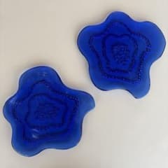 sghr スガハラ 花 フラワー ガラス皿 ブルー 2枚セット - メルカリ