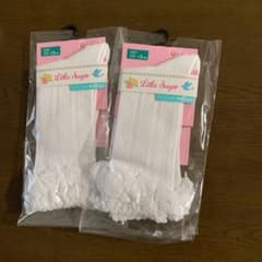 レースのフリル付き子供用ハイソックス　2足組！のサムネイル