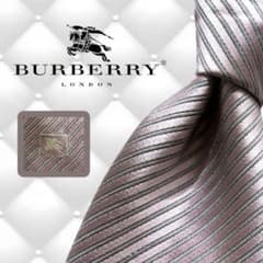 【美品】 バーバリーロンドン 高級 ネクタイ ストライプ グレー ホースロゴ ✨バーバリーロンドン✨ ネクタイ ピンク ストライプ ホースロゴ 高級