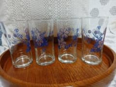 レトロ花柄グラス 4個セット （未使用品） 昭和レトロ！のサムネイル