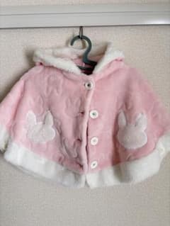 ベビー ポンチョ うさぎ柄 ピンク 70-90cmのサムネイル