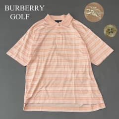 [미품] BURBERRY GOLF 폴로 셔츠 호스 자수 연어 핑크 L