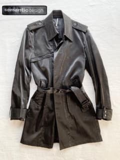 semantic design 黒 光沢 トレンチコート - メルカリ