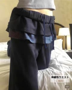 SHEIN 紺色　フリルパンツのサムネイル