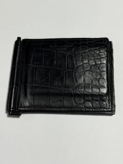 サンローラン 札入れ マネークリップ クロコ 型押し ブラック - メルカリ