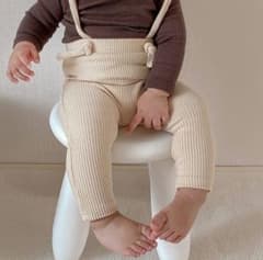 新品　80.韓国子供服　サスペンダー付きリブレギンスのサムネイル