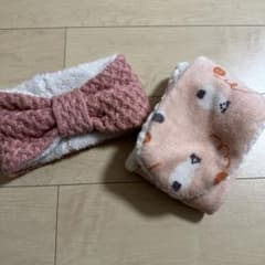 リボン付きヘアバンドと動物柄マフラーセットのサムネイル