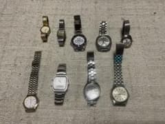 金属ベルトの時計9まとめ売り。ジャンク品　【SEIKO、CITIZEN、等】