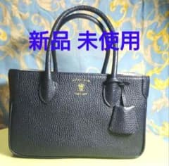 【美品】A.D.M.J. 牛革 ミニトートバッグ ハンド　本革　レザー　ネイビー A.D.M.J ADMJ バッグ 牛革 ミニトート 2way エーディー