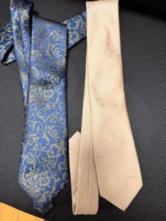 ネクタイ 2本セット 青と金・ベージュのサムネイル
