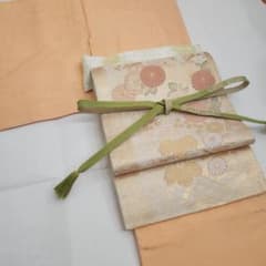【色無地4点フルセット】上質色無地、まいづる袋帯、帯締め、帯揚げ 色無地4点フルセット】上質色無地、まいづる袋帯、帯締め、帯揚げ