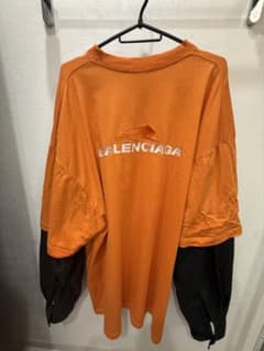 バレンシアガ BALENCIAGA レイヤード長袖Tシャツ オレンジ TシャツM