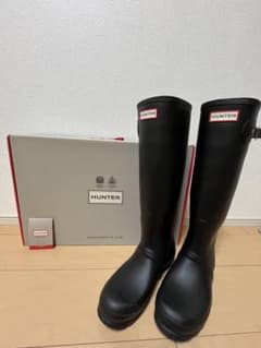のり　【美品】HUNTER ハンター ブラック 長靴・レインブーツ 美品】HUNTER ハンター レインロングブーツ ブラック 長靴 25cm - メルカリ
