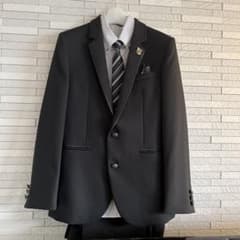 【美品】黒フォーマルスーツとストライプシャツ・ネクタイセット(150cm)のサムネイル
