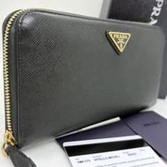 美品✨プラダ 長財布 ラウンドファスナー 三角ロゴ レザー