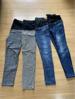 マタニティパンツ　4本セット　チェック　Ｌ〜L Lのサムネイル