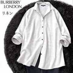 【美品】バーバリーロンドン　シャツジャケット　ノバチェック　ロゴボタン　M 美品】バーバリーロンドン ノバチェック リネン シャツ 羽織り ロゴ