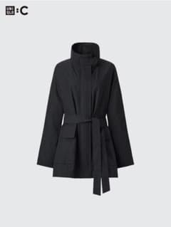 新品タグ付】UNIQLO :C スタンドカラーオーバーサイズコート 黒 L