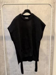 ZARA ザラ サイドオープン ニットベスト サイドリボン ブラック S-M 